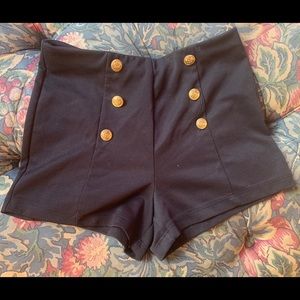 Hi Waisted Black Sailor Shorts